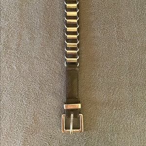 Black Leather and Gold Link Chain Belt